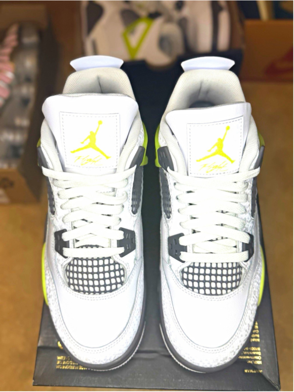 Jordan Air Jordan 4 Retro Lime Lemon Twist White/Gray Volt Mid Top Sneaker